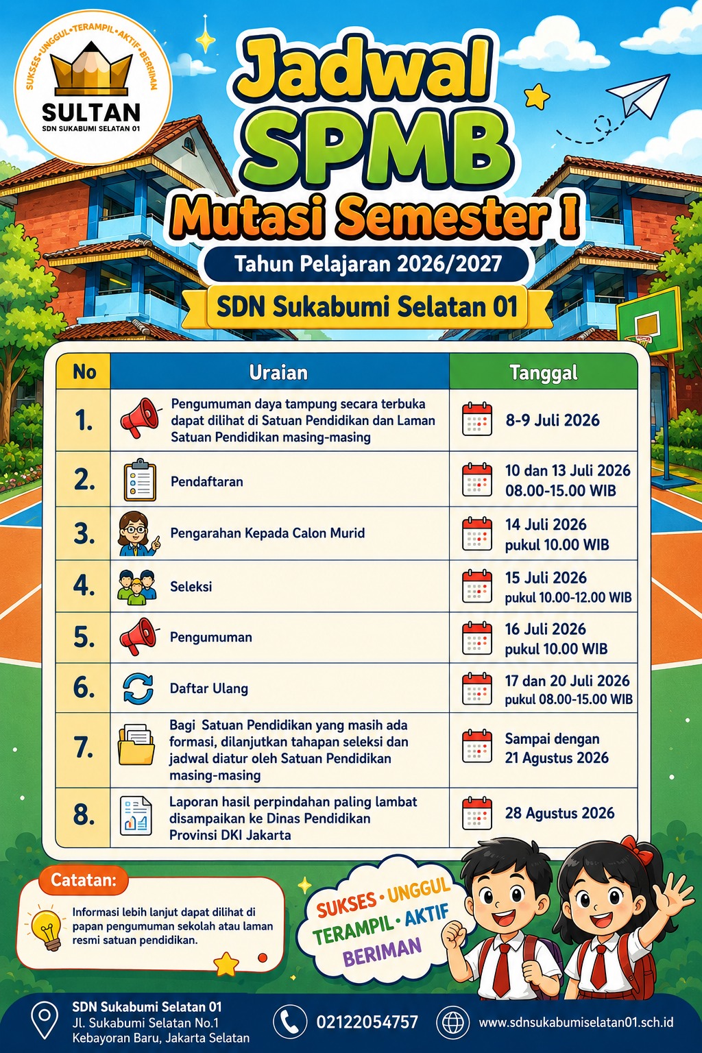 JADWAL SPMB MUTASI SEMESTER 1 TAHUN AJARAN 2026/2027